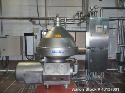 Used Alfa Laval/Tetra Pak BMRPX818-HGV-14C Bactofag Separator, stainless steel, capacity 1236 cubic feet/hour (35,000 liters/hour), bowl speed 4607 rpm.  Motor 49.3 hp/37 kW, 1520 rpm, 415V/3 phase/5...