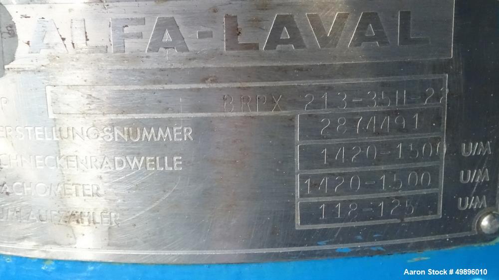 Alfa Laval BRPX 213-35H-22 Desludger Disc Centrifuge. Used.