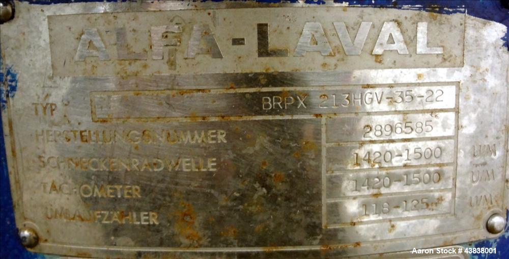 Used Alfa Laval BRPX-213-HGV-35-22 Desludging Disc Centrifuge