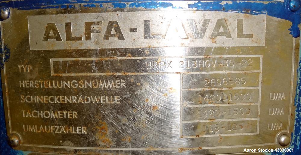 Used Alfa Laval BRPX-213-HGV-35-22 Desludging Disc Centrifuge