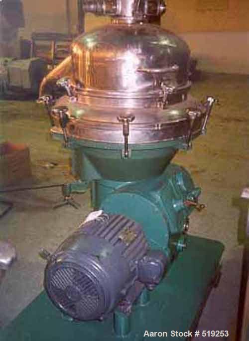 Unused-RECONDITIONED: Alfa Laval BRPX-213-SGV-15-60 desludger disc centrifuge316 stainless steel construction on product contact areas.  Separatordesign, bowl wear port liners, heavy phase is gravity...
