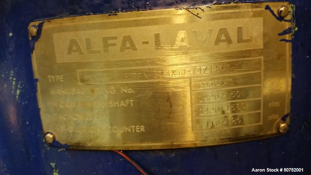 Used- Alfa Laval BRPX-313-XGD-74/4267-1 Desludger Disc Centrifuge