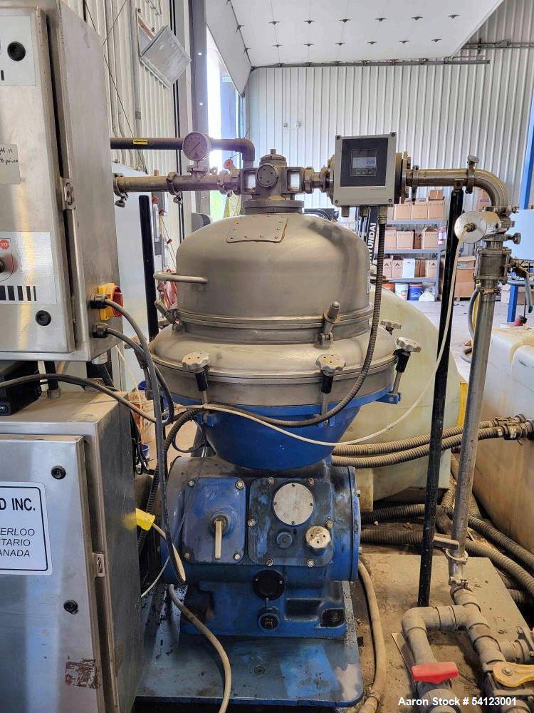 Alfa Laval BRPX-313-XGD-75-60 Desludger Disc Centrifuge, 18 kW Motor, PLC Controls (Used)