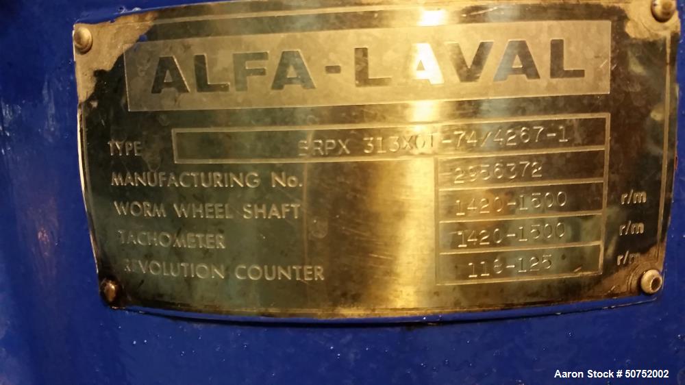 Used- Alfa Laval BRPX-313-XGT-74/4267 Desludger Disc Centrifuge