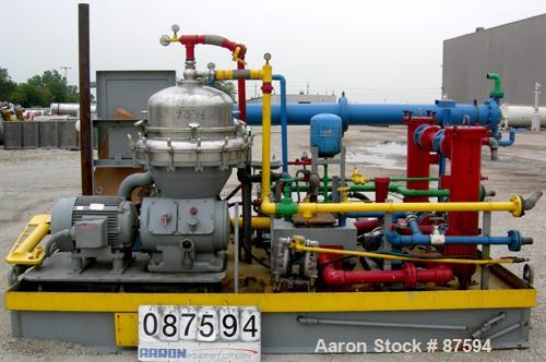 USED: Alfa Laval BRPX-313 desludger disc centrifuge, model BRPX-313X6D-75-6014267-6, 329 stainless steel construction on product contact areas. Separator design, light phase centripetal pump liquid d...