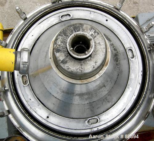 USED: Alfa Laval BRPX-313 desludger disc centrifuge, model BRPX-313X6D-75-6014267-6, 329 stainless steel construction on product contact areas. Separator design, light phase centripetal pump liquid d...