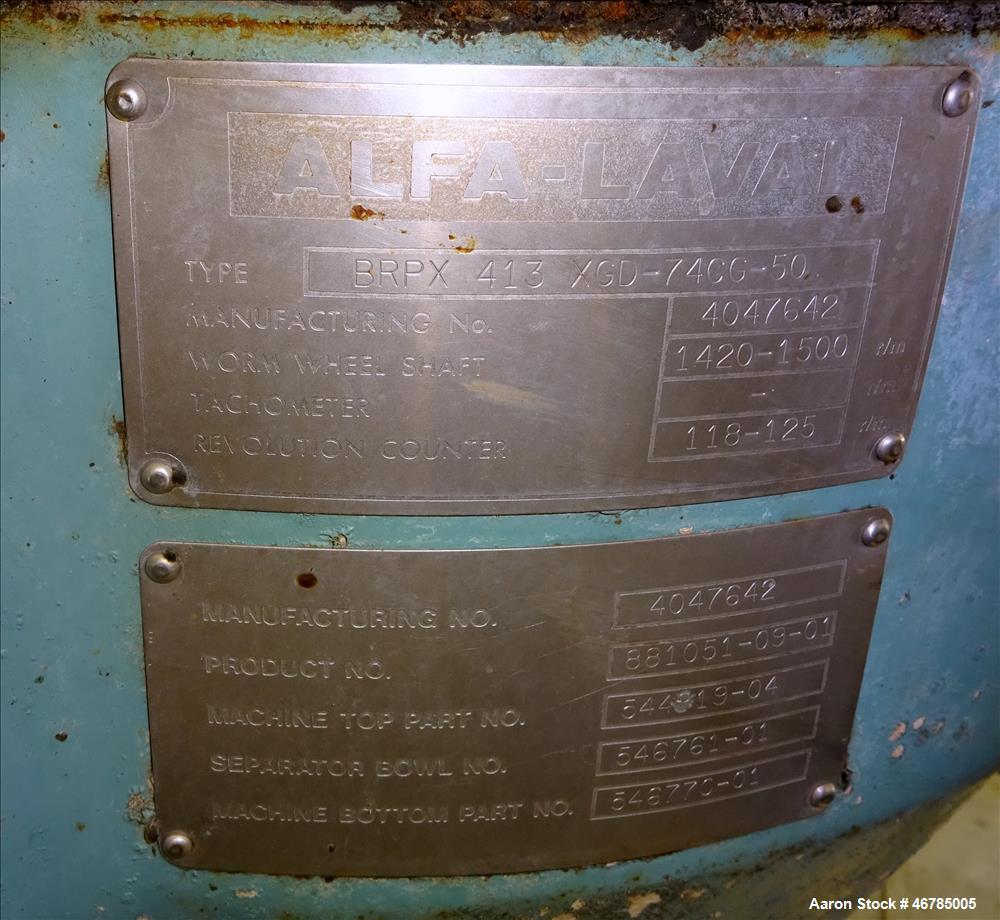 Used Alfa Laval BRPX-413-XGD-74CG Desludger Disc Centrifuge