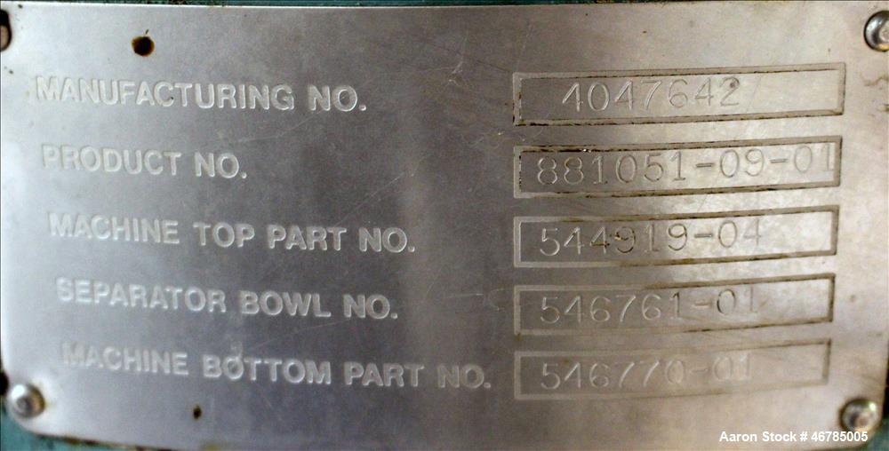 Used Alfa Laval BRPX-413-XGD-74CG Desludger Disc Centrifuge