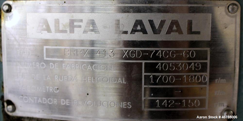 Used Alfa Laval BRPX-413-XGD-74CG Desludger Disc Centrifuge
