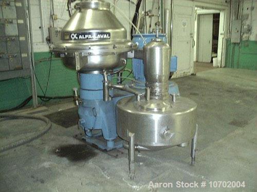 Used-Alfa Laval BRPX-417-SFV-31C-60 Desludger Disc Centrifuge. Stainless steel construction (product contact areas), clarifi...