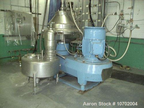 Used-Alfa Laval BRPX-417-SFV-31C-60 Desludger Disc Centrifuge. Stainless steel construction (product contact areas), clarifi...