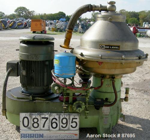 Used Alfa Laval BRPX-417-SFV-31CCL desludger disc centrifuge, 316 stainless steel construction on product contact areas. max bowl speed 3980 rpm. Clarifier design, centripetal pump liquid discharge, ...