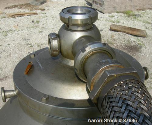 Used Alfa Laval BRPX-417-SFV-31CCL desludger disc centrifuge, 316 stainless steel construction on product contact areas. max bowl speed 3980 rpm. Clarifier design, centripetal pump liquid discharge, ...