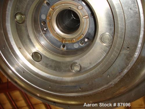 Used Alfa Laval BRPX-417-SFV-31CCL desludger disc centrifuge, 316 stainless steel construction on product contact areas. max bowl speed 3980 rpm. Clarifier design, centripetal pump liquid discharge, ...