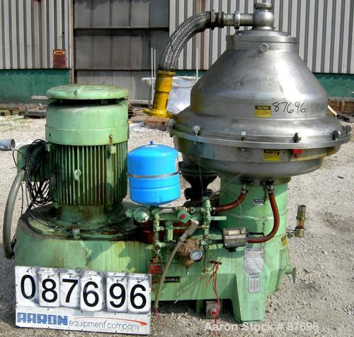 Used Alfa Laval BRPX-417-SFV-31CCL desludger disc centrifuge, 316 stainless steel construction on product contact areas. max bowl speed 3980 rpm. Clarifier design, centripetal pump liquid discharge, ...