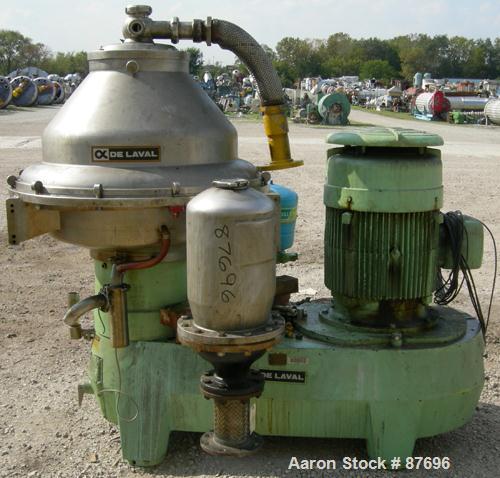 Used Alfa Laval BRPX-417-SFV-31CCL desludger disc centrifuge, 316 stainless steel construction on product contact areas. max bowl speed 3980 rpm. Clarifier design, centripetal pump liquid discharge, ...