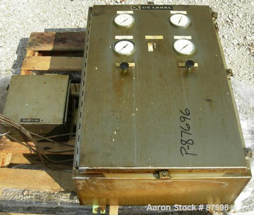 Used Alfa Laval BRPX-417-SFV-31CCL desludger disc centrifuge, 316 stainless steel construction on product contact areas. max bowl speed 3980 rpm. Clarifier design, centripetal pump liquid discharge, ...