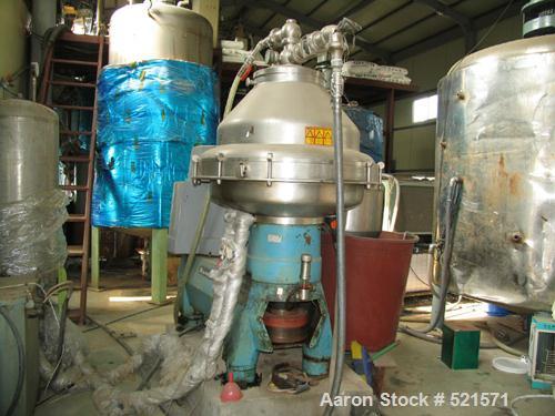 USED: Alfa Laval BRPX-417-SFV-31CGL desludger disc centrifuge, 316 stainless steel construction on product contact areas. Clarifier design, centripetal pump liquid discharge, timed solid discharge, b...