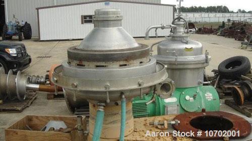 Used-Alfa Laval BRPX-417-SFV-31CGL-60 Desludger Disc Centrifuge. 316 stainless steel construction (product contact areas), m...