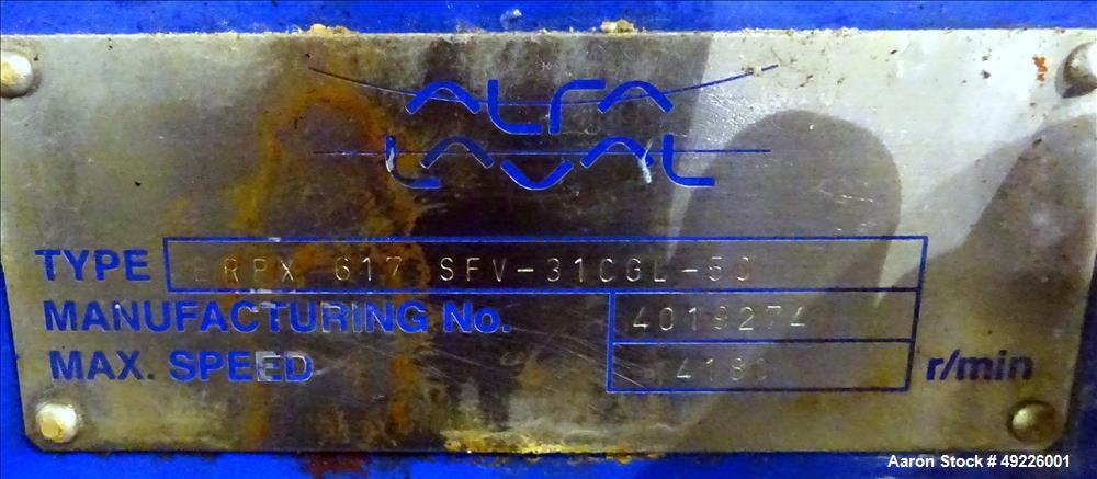 Used Alfa Laval BRPX 617 SFV-31C-GL-50 Desludger Disc Centrifuge.