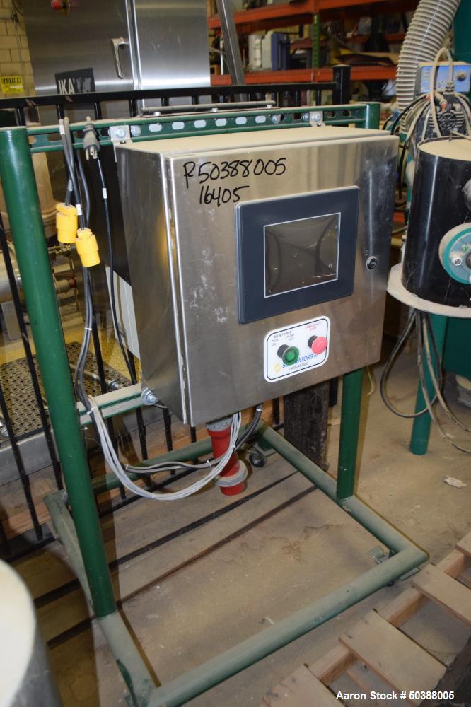 Used Alfa Laval Desludger Disc Centrifuge, Model BRPX207-SGV-34. 316 Stainless steel on product contact areas, clarifier design. Water harness, 7.5 hp motor, sludge tank, and control panel. Mounted o...