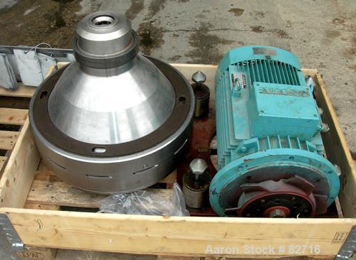 USED: Alfa Laval BRPX-213-SFV-34C desludger disc centrifuge. 316/329 stainless steel construction on product contact areas, clarifier design. Max bowl speed 1420-1500 rpm. Direct driven by an 18.5 kw...