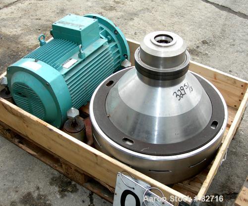 USED: Alfa Laval BRPX-213-SFV-34C desludger disc centrifuge. 316/329 stainless steel construction on product contact areas, clarifier design. Max bowl speed 1420-1500 rpm. Direct driven by an 18.5 kw...