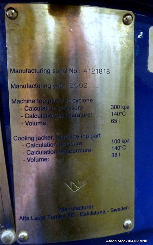Used Alfa Laval BTPX-205-SGD-34CDP-60 Desludger Disc Centrifuge