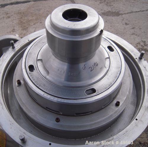 Used Alfa Laval BTPX-205-SGD-35-60 Desludger Disc Centrifuge, 2205 stainless steel bowl, 316 stainless steel top cover. Clarifier design, centripeal pump liquid discharge, 7.5 hp drive motor, 3/60/20...