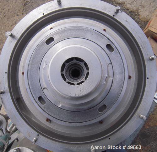 Used Alfa Laval BTPX-205-SGD-35-60 Desludger Disc Centrifuge, 2205 stainless steel bowl, 316 stainless steel top cover. Clarifier design, centripeal pump liquid discharge, 7.5 hp drive motor, 3/60/20...
