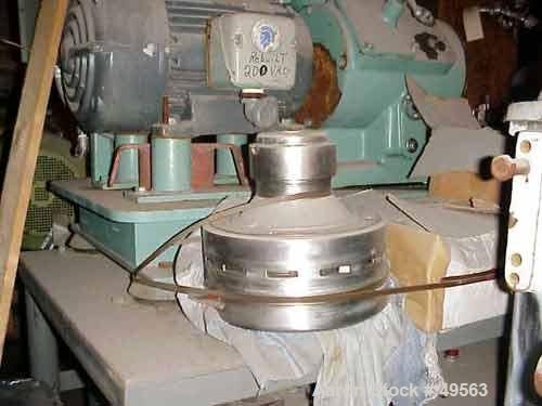 Used Alfa Laval BTPX-205-SGD-35-60 Desludger Disc Centrifuge, 2205 stainless steel bowl, 316 stainless steel top cover. Clarifier design, centripeal pump liquid discharge, 7.5 hp drive motor, 3/60/20...