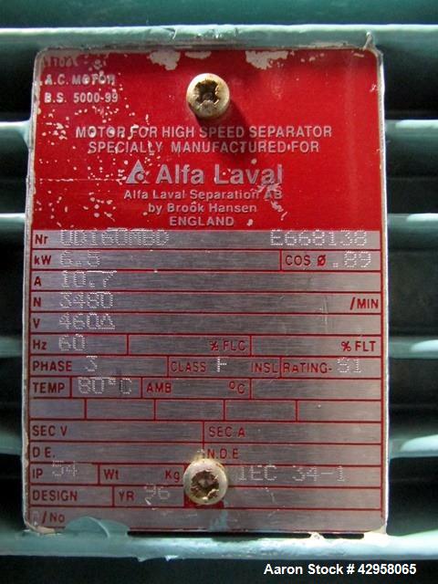 Used Alfa Laval Desludger Disc Centrifuge