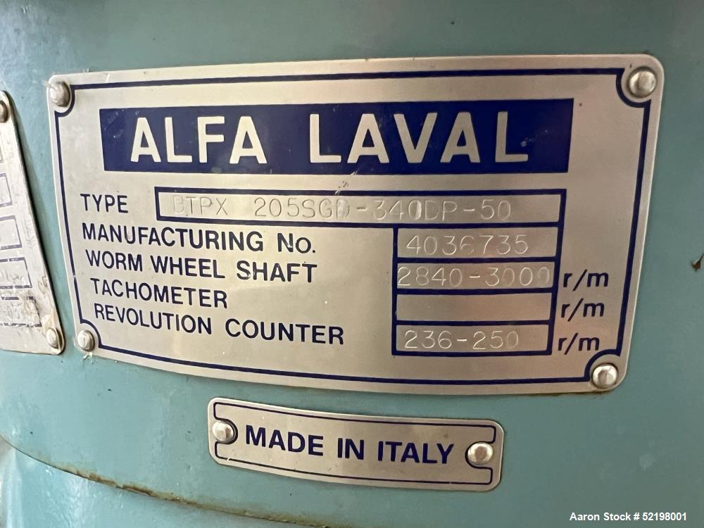 Alfa Laval BTPX 205 Desludger Disc Centrifuge