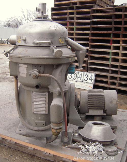 Used- Alfa Laval CAFPX-207-XGV-19-60 Disc Centrifuge, 316 Stainless Steel. Light phase pump discharge, heavy phase overflow,...