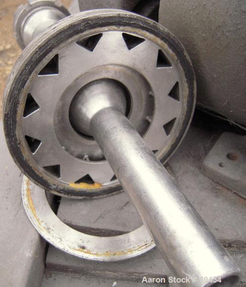 Used Alfa Laval CAFPX-207-XGV-19-60 Disc Centrifuge, 316 Stainless Steel. Light phase pump discharge, heavy phase overflow, outer rising channel. Driven by a 10 HP, 3/60/230/460 Volt, 1750 RPM Motor.