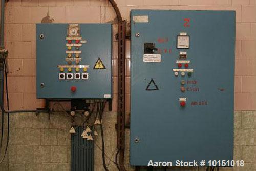 Used Alfa Laval CHPX-517-SGV-35CG Desludger Disc Centrifuge. 316 stainless steel construction on product contact areas, clarifier design, centripetal pump liquid discharge, timed solids discharge, wa...
