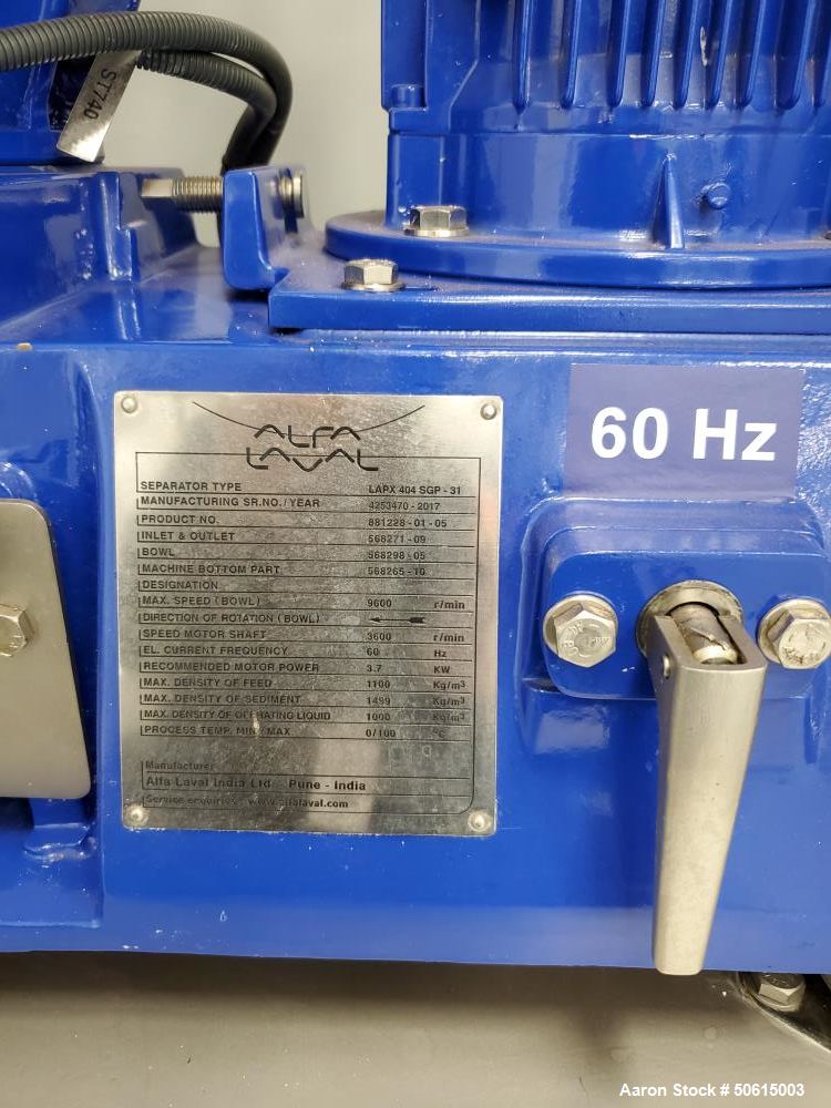 Used Alfa Laval Clara High Speed Separator, Model 20LF