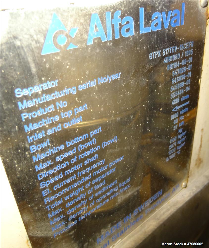 Used Alfa Laval GTPX-517TGY-15CEFS Desludger Disc Centrifuge.