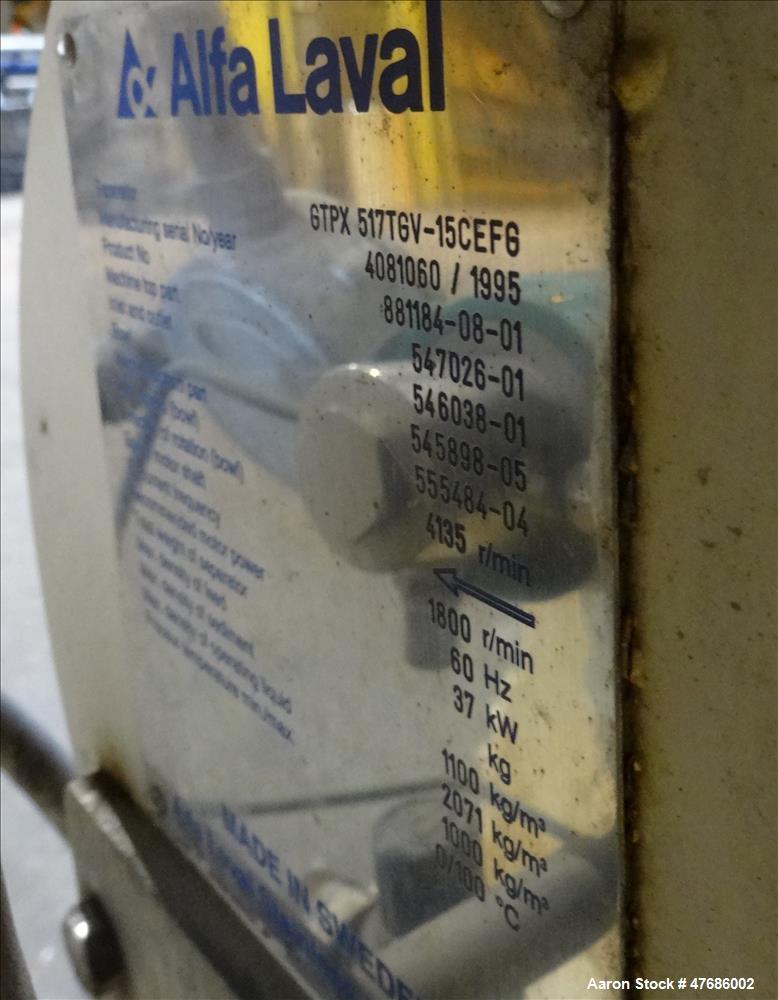Used Alfa Laval GTPX-517TGY-15CEFS Desludger Disc Centrifuge.