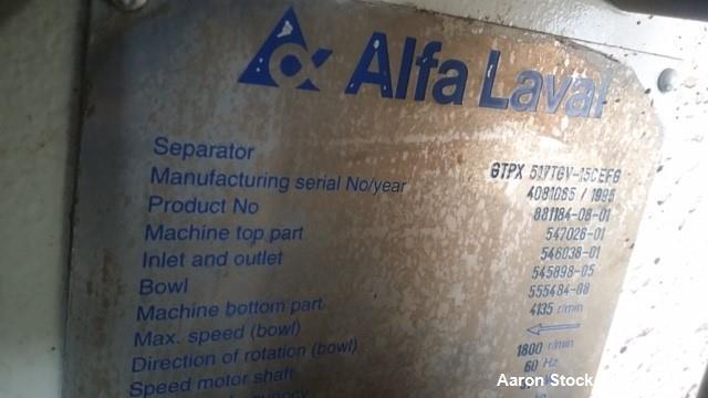 Used- Alfa Laval GTPX-517-TGV-15CEFS Desludger Disc Centrifuge