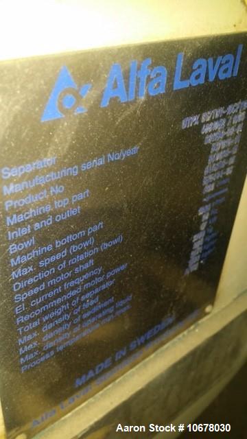 Used Alfa Laval GTPX-517-TGV-15CEFS Desludger Disc Centrifuge