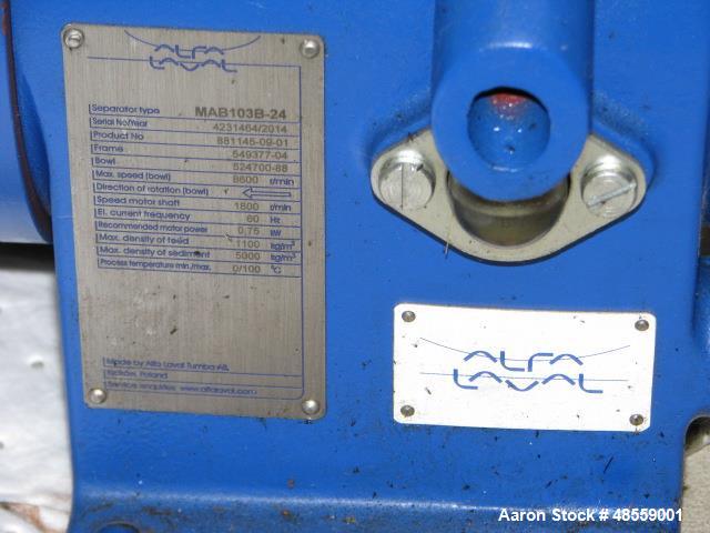 Used- Alfa Laval MAB-103-24-60 Solid Bowl Disc Centrifuge