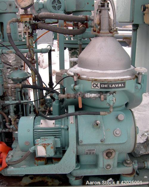 Used Diesel Engine Fuel Treatment System consisting of: (2) Alfa Laval model MAPX-205 TGT-24-60HZ disc bowl centrifuges, bowl speed 1700-1800 rpm, self-cleaning design feature for solids discharge, b...