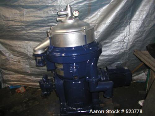 USED: Alfa Laval MOPX-207-SGT-14-60 desludger disc centrifuge.Stainless steel/aluminum construction on product contact areas,separator design, direct drive configuration, approximate 10 hpdrive motor.