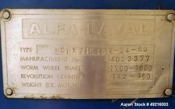 Used Alfa Laval Marine Oil Purifier Centrifuge
