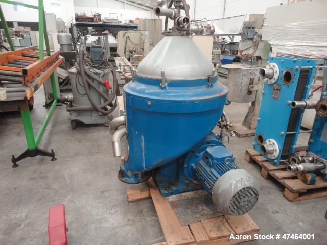 Used- Alfa Laval MOPX-309 Desludger Disc Centrifuge. Stainless steel construction (product contact areas), clarifier design,...
