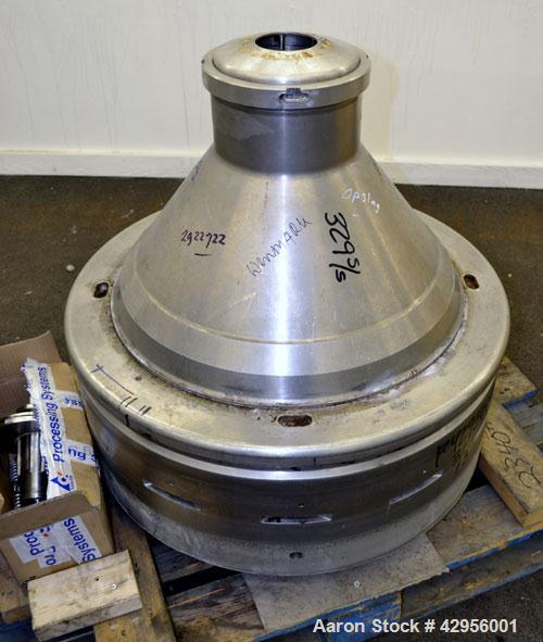 Used Alfa Laval MRPX318TGV-74C/4260-2 centrifuge. 329 Stainless steel construction on product contact areas, direct drive configuration, 30 kw drive motor, 380/3/50. Incl. sludge tank.