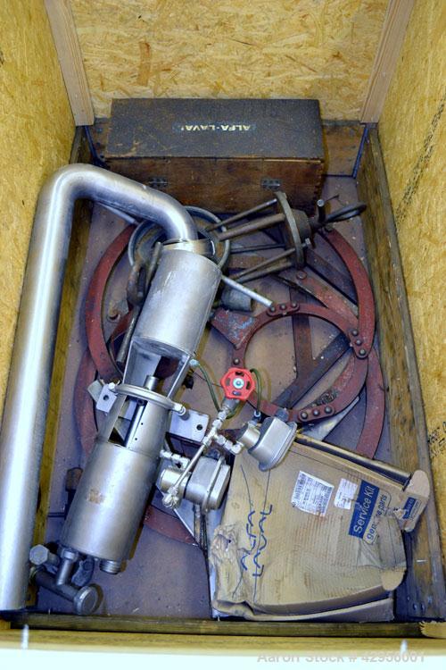 Used Alfa Laval MRPX318TGV-74C/4260-2 centrifuge. 329 Stainless steel construction on product contact areas, direct drive configuration, 30 kw drive motor, 380/3/50. Incl. sludge tank.
