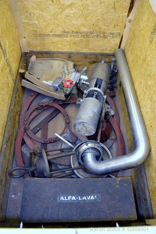 Used Alfa Laval MRPX318TGV-74C/4260-2 centrifuge. 329 Stainless steel construction on product contact areas, direct drive configuration, 30 kw drive motor, 380/3/50. Incl. sludge tank.