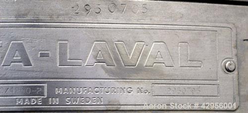 Used Alfa Laval MRPX318TGV-74C/4260-2 centrifuge. 329 Stainless steel construction on product contact areas, direct drive configuration, 30 kw drive motor, 380/3/50. Incl. sludge tank.